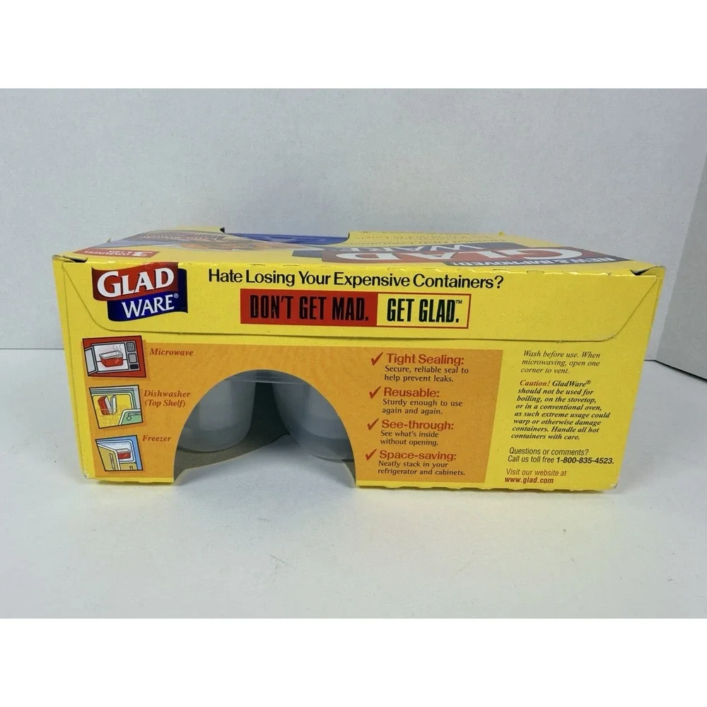 VTG NOS Glad Ware Plastic Divided Dish Containers 3-pack 1999 Movie Prop